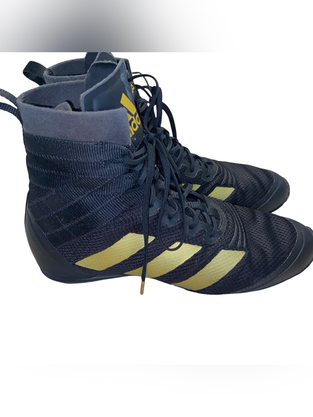 Adidas Boxing Shoes Mens Size 8.5 Speedex 18 Boots Black Gold Wrestling